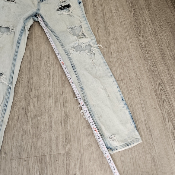 Ninth Hall Heavily Distressed 28w 'Lure' Slim Jeans in Light Blue - Picture 14 of 15